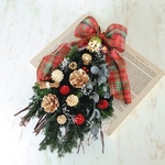 送料無料✳︎【再販×3】クリスマススワッグ・31㎝--Xmas 王道スワッグ 松ぼっくり ボタニカル ナチュラル 玄関飾り 