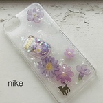 花 猫 パープル スマホケース iphone6/iphone7/iphone8 iphoneケース