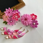 SALE❤︎お買い得❤︎つまみ細工髪飾り卒業式に❤︎桃色のかわいいお花たち