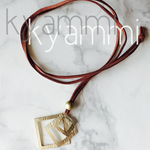 overlaps square  longnecklace〜gold〜革紐