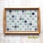 【受注制作】サイズ大・かわいい柄×ゴールド色☆オシャレ可愛いモザイクタイルトレー（サイズパターン④）