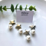 𓐍星×パール 𓐍ピアス/イヤリング 大ぶり オータム  結婚式 二次会　スター