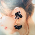 秋色紫陽花のイヤリング(ブラウン）