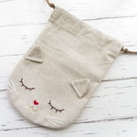 ネコ顔(=^.^=)刺繍＊巾着袋