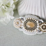ビーズ刺繍バレッタ（ホワイトクラシカル