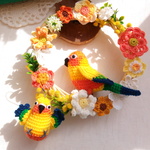 《makitanmama様オーダー品》コガネメキシコインコのリース＆ストラップ