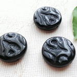 黒いマーブル　チェコビーズ　20mm  3個