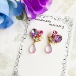 ハート見え♡パープルのビジューピアス・イヤリング