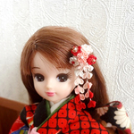 つまみ細工かんざし【オビツ11・リカちゃんサイズ】  舞妓さんみたいな豪華かんざし