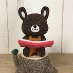 羊毛フェルトの切り株＆うさぎさん