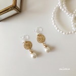 透かし模様☆gold×pearl earring[ノンホールピアス･ピアス]