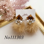 べっ甲＊ビジュー＊ファーピアス