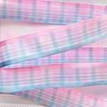 【7244】2m300円 25mm幅 サイドサテンリボン チェック ピンク 水色