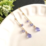  タンザナイトのロング・ピアス　天然石