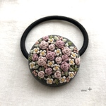 pink rose 刺繍ヘアゴム ブローチへ変更可能