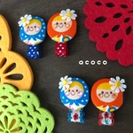 【再販33】♡2コセット♡ミニマトリョーショカのヘアクリップ(青&赤)