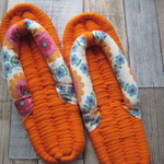 布ぞうり：bright orange23cm/antique flower