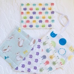 ねこ柄中心3枚セット 12×9cm 選べる子どもマスク 上下も縫製