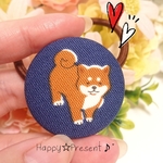 再販×2！柴犬が可愛い癒し系くるみボタンのヘアゴム🐕❤️✨③ブルー 送料無料 大人女子 大人可愛い プレゼント ラッピング 限定 犬