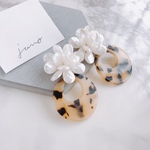 フラワーカボション×べっ甲 ピアス＊イヤリング