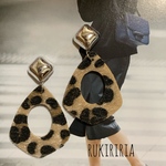 RUKIRIRIA #367 軽量 シルバー×レオパードピアス  大ぶりピアス 大ぶりイヤリング 