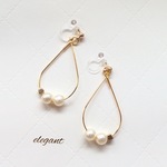 コットンパール×しずくフープのピアス・イヤリング