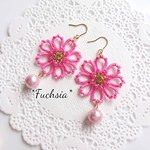 ★特別価格★【１点のみ】タティングレースの秋桜ピアス ～ピンク～