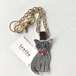 【liccabunny様ご予約品】ロシアンブルーの猫の刺繍バッグチャーム