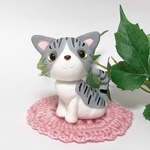 コロ猫 サバトラ  粘土細工の置物［インテリア 飾り］ 