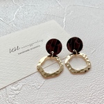 ブラックモザイク&フープピアス/イヤリング