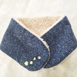 ネックウォーマー　刺繍ネイビー×ベージュファー   