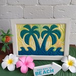 ハワイアンキルト《Palm tree&Waves 🌴🌊》フレーム入り  