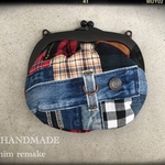 チェック がま口ポーチ・がま口ショルダー