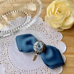 ロザフィ♡リボンと薔薇のポニーフック(水色)