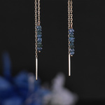 #756★K10★ブルーダイヤモンドのシンプルチェーンピアス