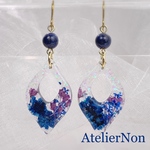 #452フラワーピアス・イヤリング_ネイビー