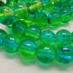 クラックガラスビーズ（6ｍｍ）(イエロー/グリーン）