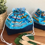 【現品限り】お弁当袋＆コップ袋～新幹線柄 水色～