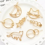 【半額セール】☾·̩͙猫とお月様の星空の散歩✩ ヘアクリップ  バレッタ　ヘアピン 星チャーム ねこひげ ムーン