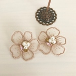 オーガンジー刺繍フラワーピアス/イヤリング