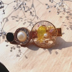 ドライフラワー レトロボタン のヘアクリップ