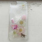 小さなハーバリウム 花猫 スマホケース iphone iphone6/iphone7/iphone8 iphoneケース