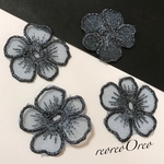 ラメ フラワーレース  【S】4piece  ネイビー