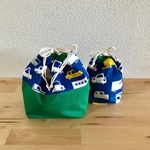【受注製作】車柄 × グリーン  お弁当袋＆コップ袋セット