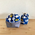 【受注製作】車柄 × グレー  お弁当袋＆コップ袋セット