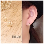 14kgfシンプルフラワーピアス  ラウンド(キャッチレス)k14gf