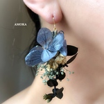  swag ノワール   フラワーピアス/ イヤリング     花束イヤリング  ウェディング  紫陽花   秋色  ブーケピアス パーツ変更