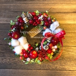  xmas◇りんごベリーとグリーンのクリスマスリース
