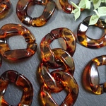 【4個】 40mm ヒョウ柄 プラスチックチェーン レオパード