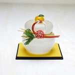 【受注製作】ムク鏡餅（紅白梅松）角金座　※納期1週間～12月末